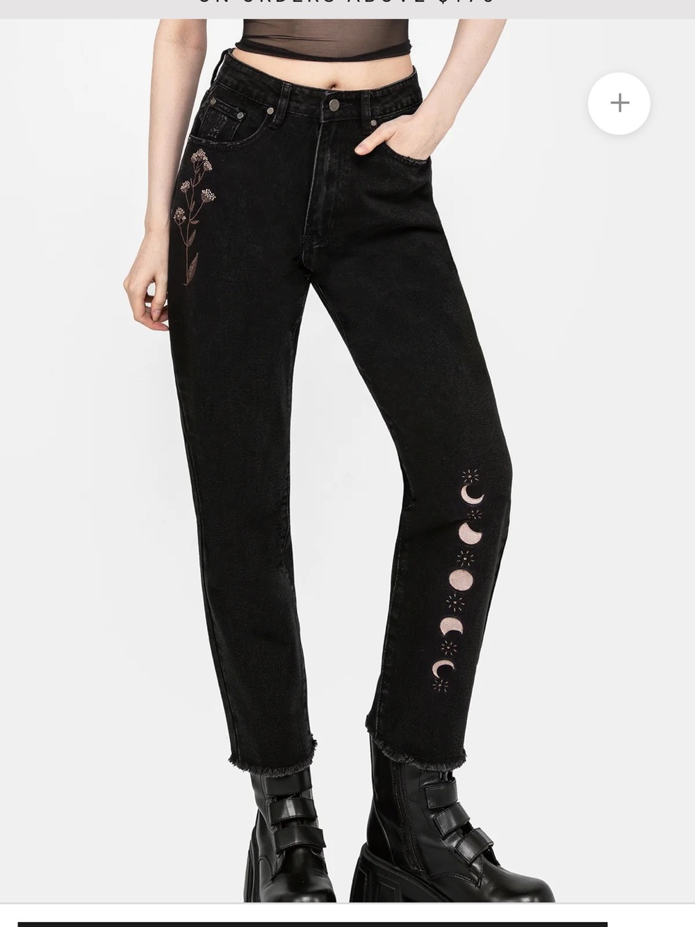 Disturbia Griffinfly Goth Distressed Mom Jeans Size 38/16 NWT